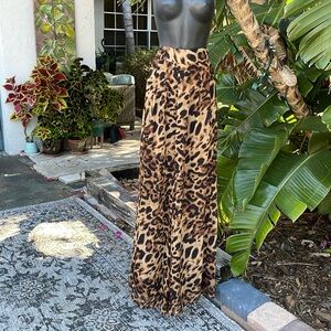 Shop cultivate leopard print wide leg chiffon pants